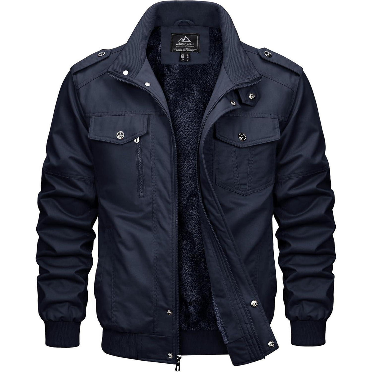 Herren Winterjacke warm gefüttert mit vielen Taschen dunkelblau