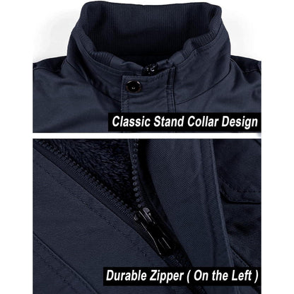 Herren Winterjacke warm gefüttert mit vielen Taschen dunkelblau