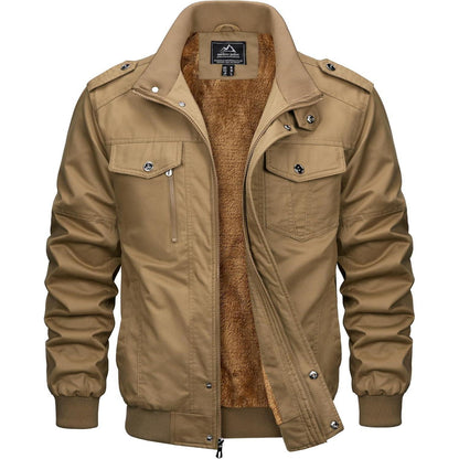 Herren Winterjacke Warm Gefüttert Khaki XXL