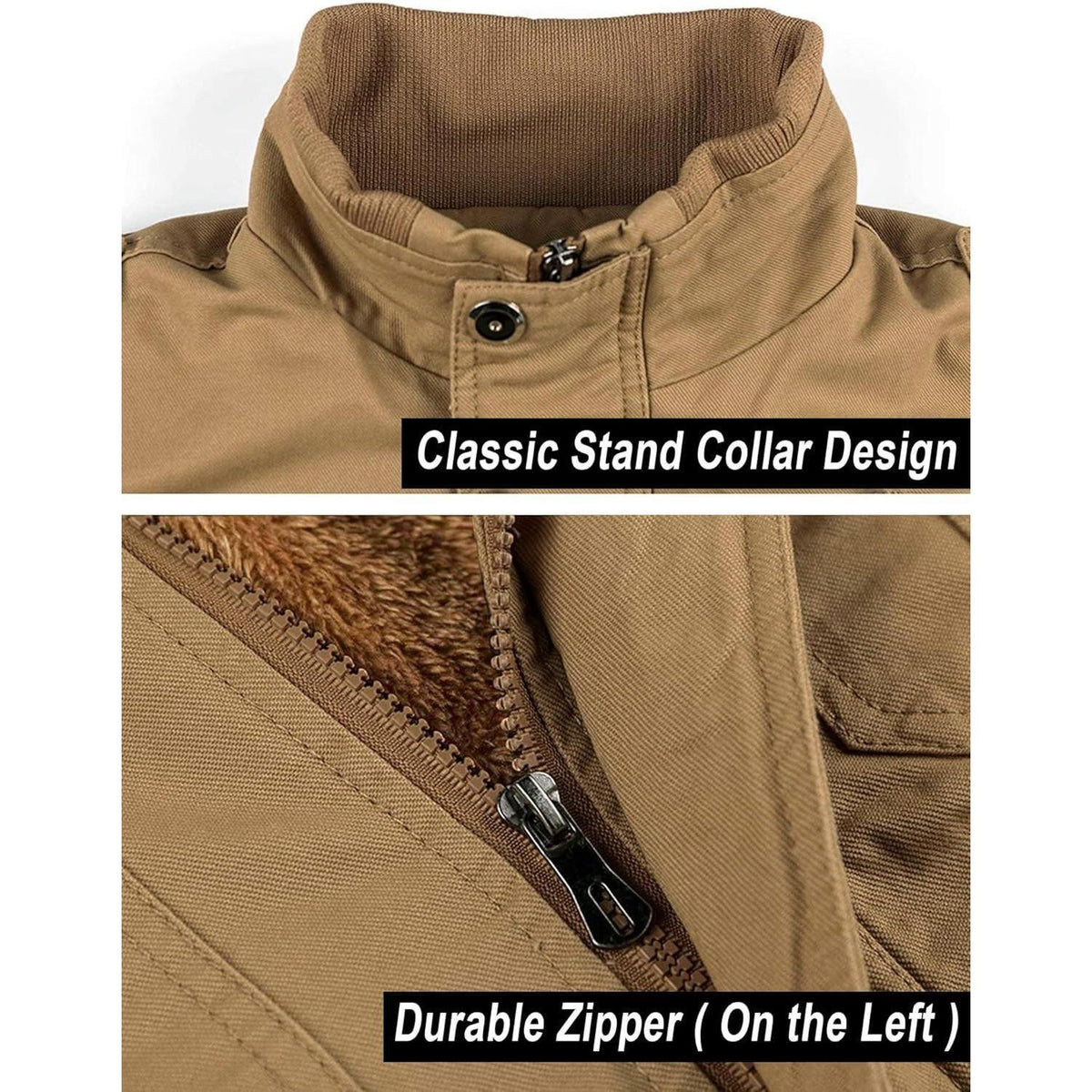 Herren Winterjacke warm gefüttert mit vielen Taschen Khaki M