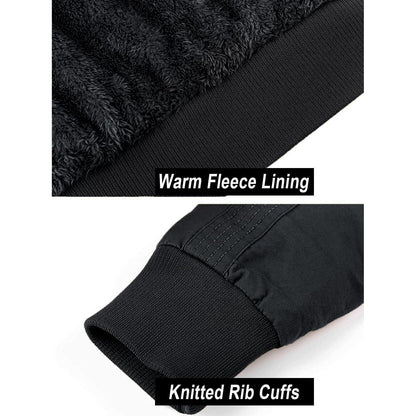 Herren Winterjacke Warm Gefüttert Fleecejacke Cargo Jacke Schwarz