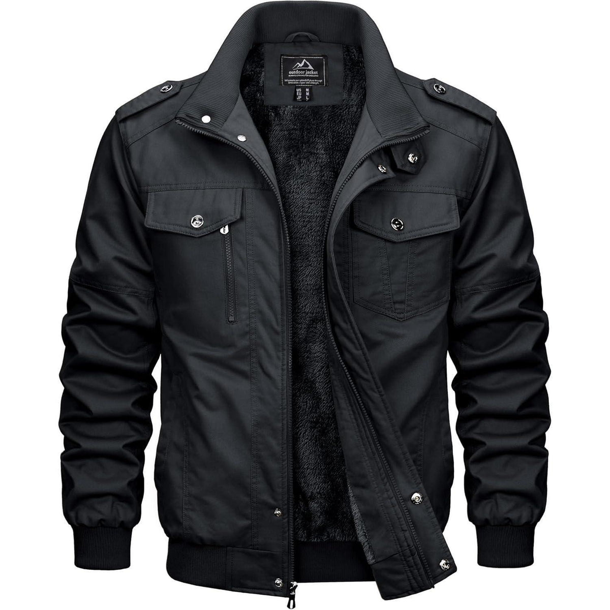 Herren Winterjacke warm gefüttert mit vielen Taschen XXL Schwarz