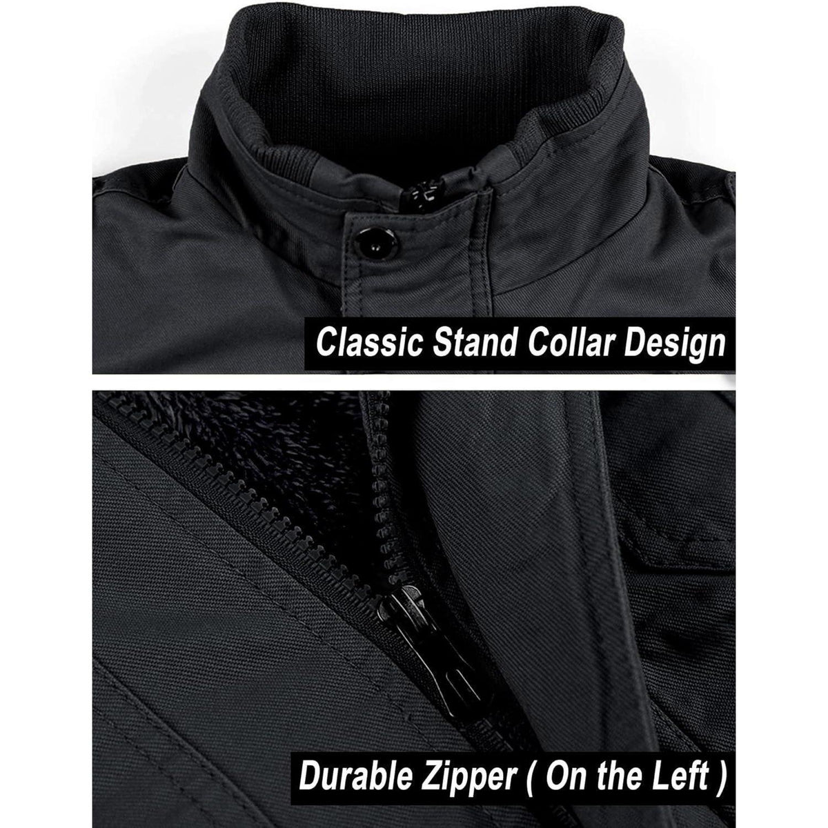 Herren Winterjacke warm gefüttert mit vielen Taschen XXL Schwarz