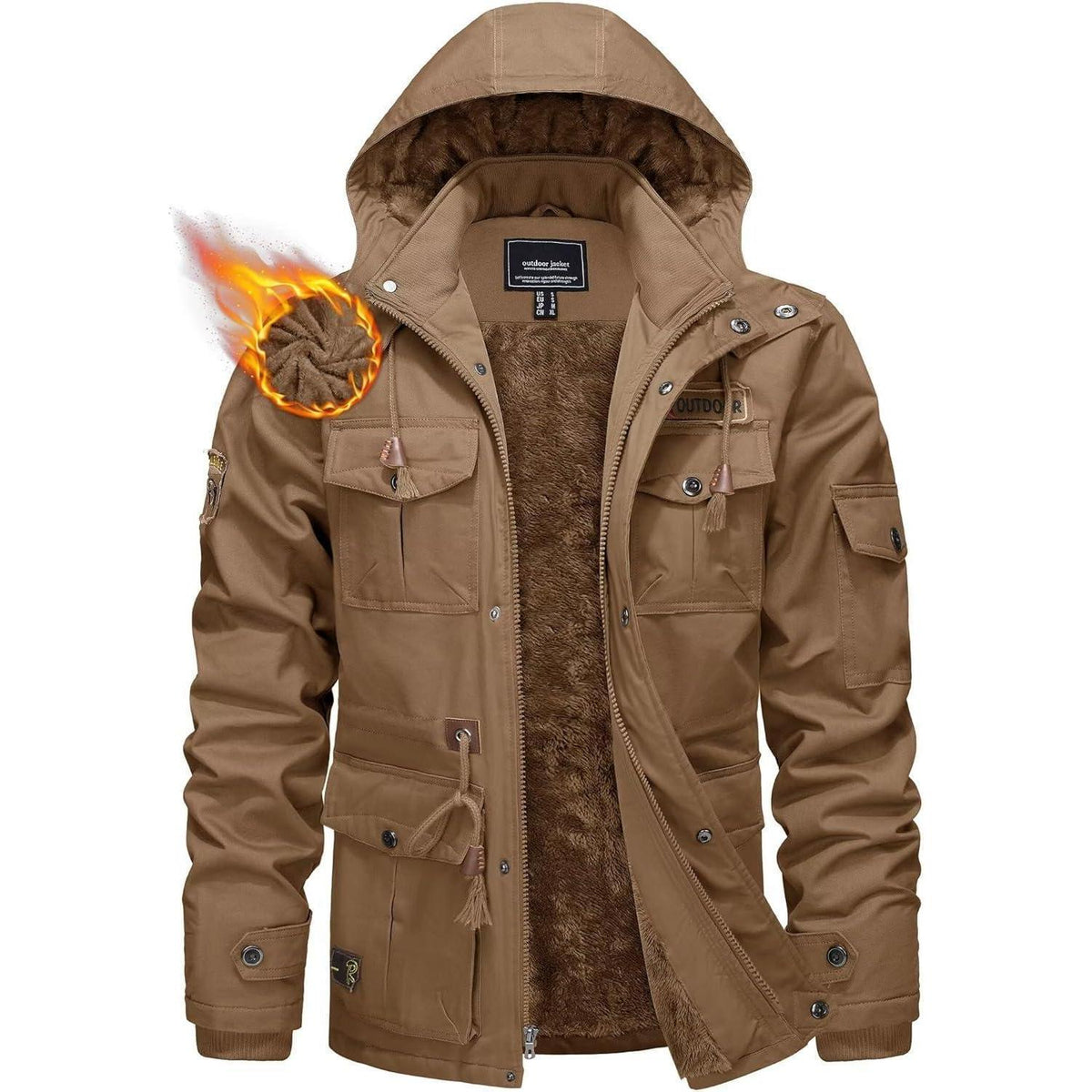 Herren Winterparka Fleecegefüttert mit Taschen & Kapuze