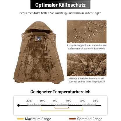 Winterparka Herren Fleecegefüttert mit Taschen & Kapuze