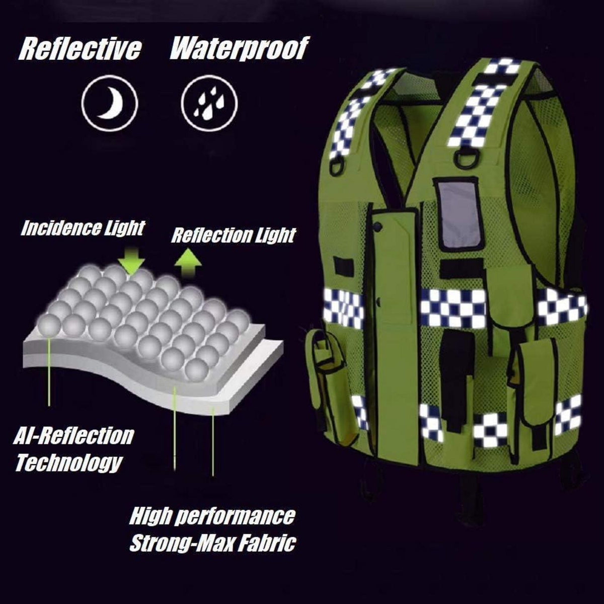 Reflektierende Sicherheitsweste Mesh, Gelb, Einstellbar & Multifunktional