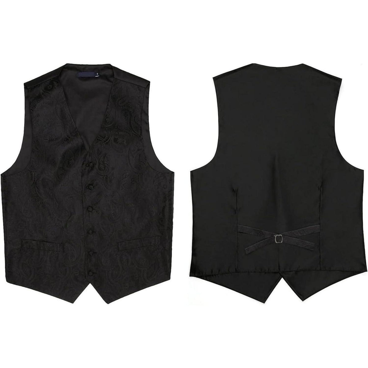 Herren Weste Krawatte Einstecktuch Set Paisley Floral Jacquard Gold