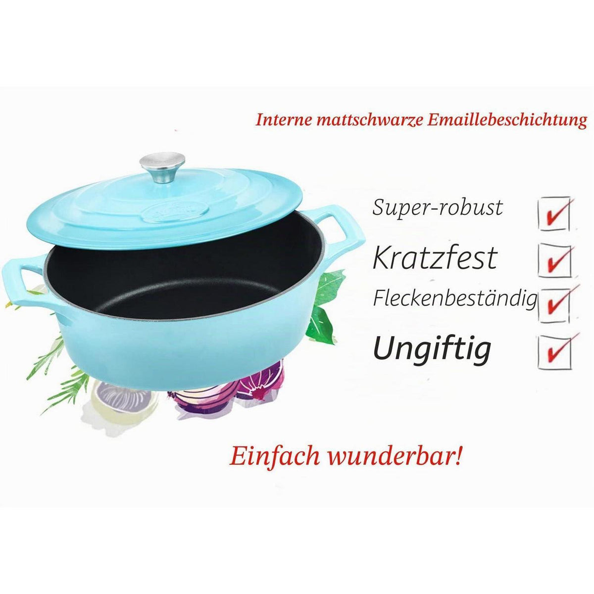 Gusseisen Bräter 33cm oval, emailliert & Induktionsgeeignet