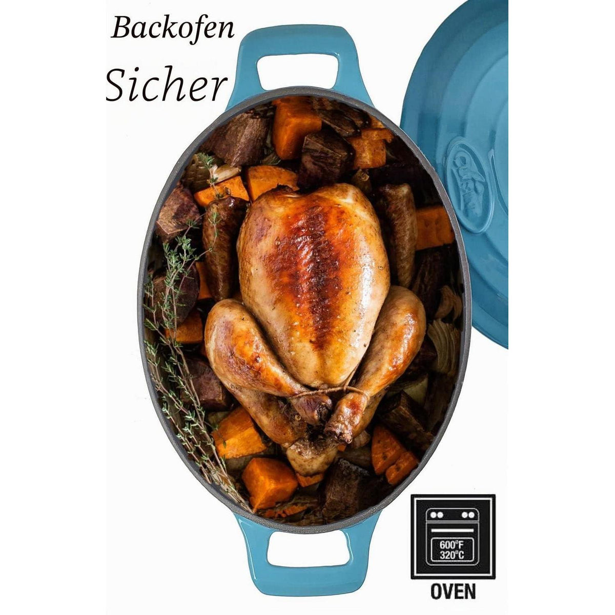 Gusseisen Bräter 33cm oval, emailliert & Induktionsgeeignet