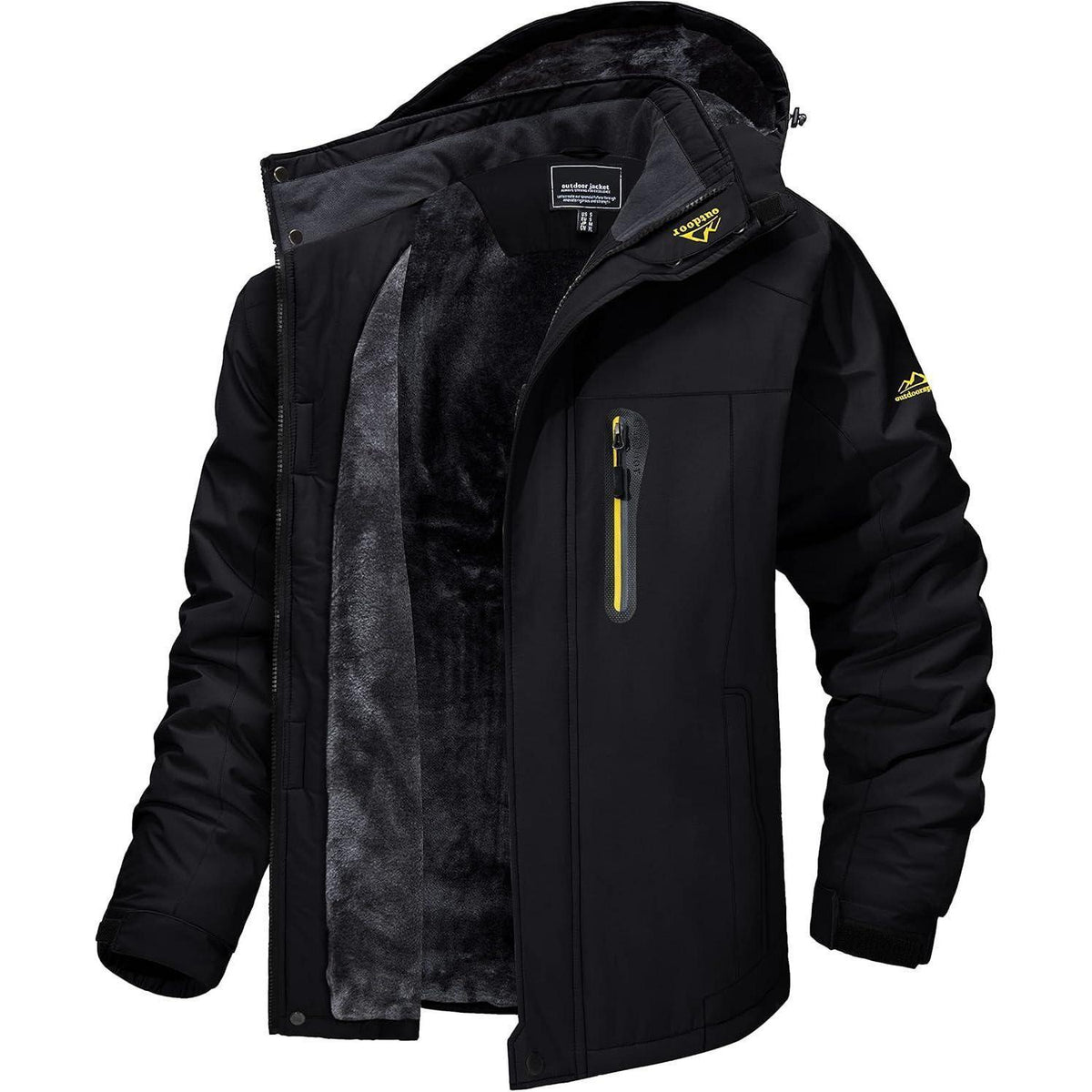 Herren Fleecejacke Winter Warm Gefüttert Skijacke XL Schwarz