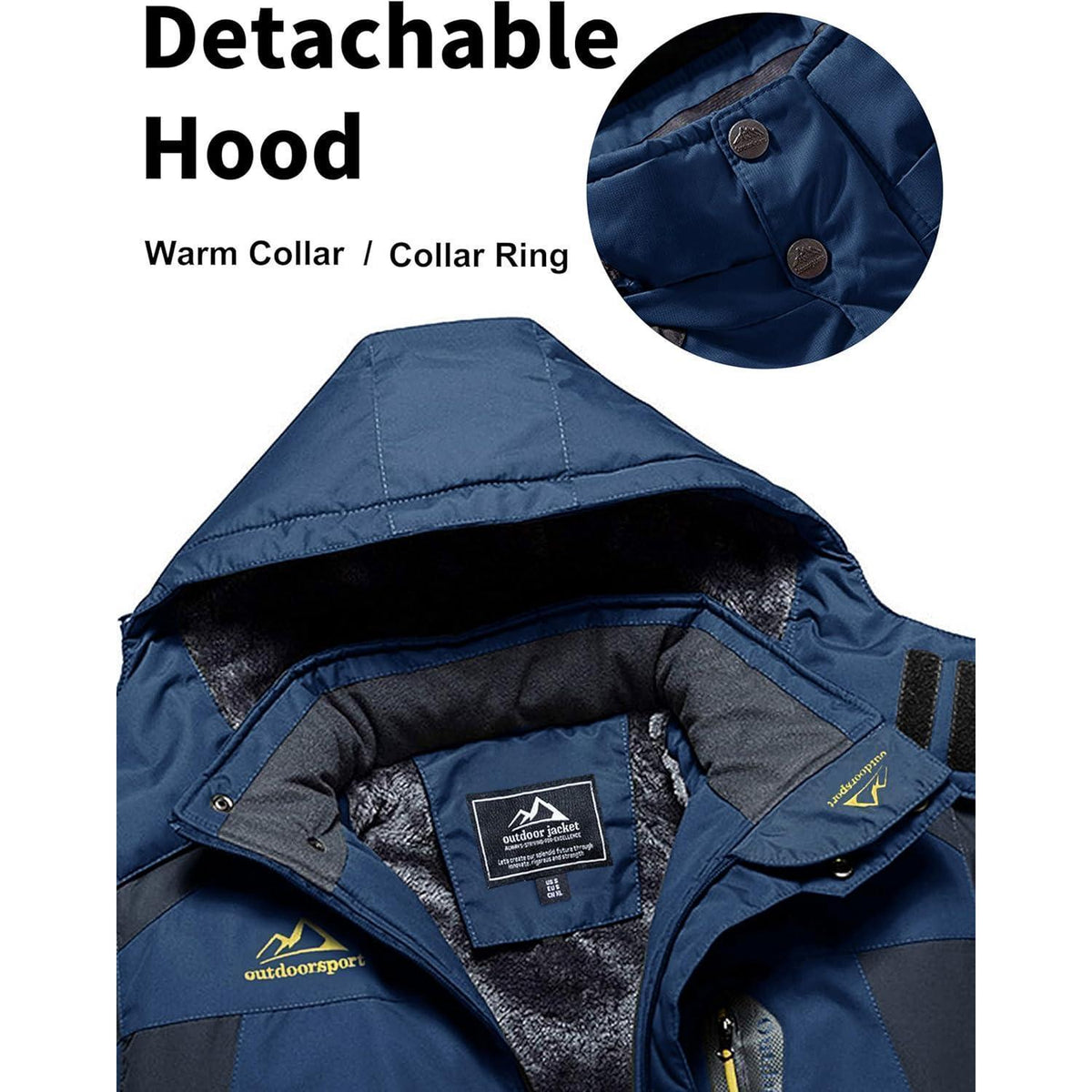 Herren Fleecejacke Winter Warm Gefüttert Skijacke Blau