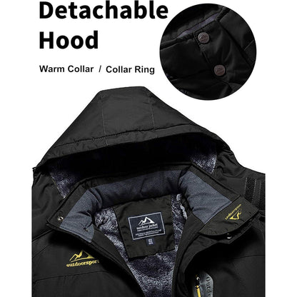 Herren Winterjacke warm gefüttert winddicht wasserdicht Dunkles-Schwarz XXL