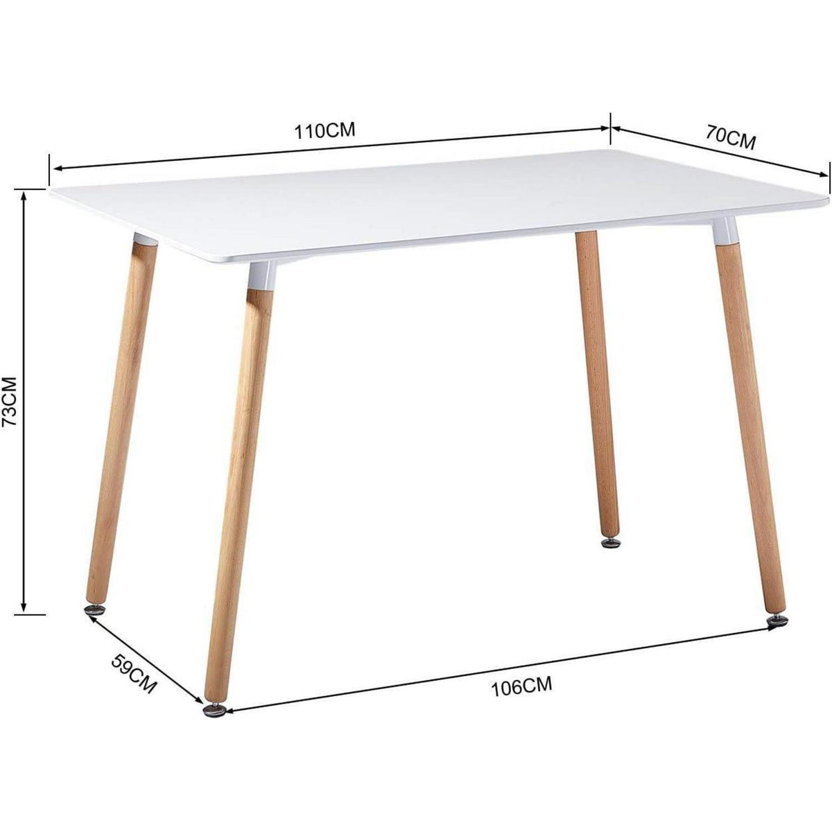 Weißer Küchentisch 110x70cm – Skandinavisch & Modern