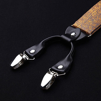 Herren Hosenträger Set mit Fliege und Einstecktuch, Braun