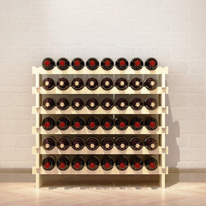 Weinregal aus Massivholz für 48 Flaschen, 6 Ebenen, 90x30x81cm