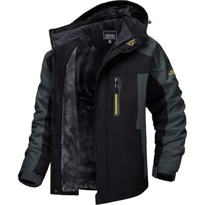 Herren Winterjacke warm gefüttert winddicht wasserdicht abnehmbare Kapuze 3XL