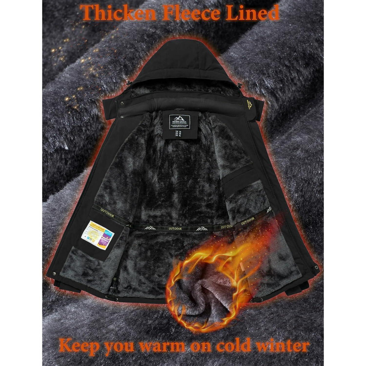 Herren Winterjacke warm gefüttert winddicht wasserdicht abnehmbare Kapuze 3XL