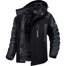 Herren Fleecejacke Winter Warm Gefüttert Skijacke Schwarz-Grau L