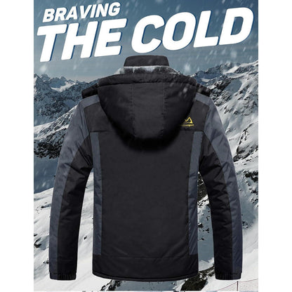 Herren Fleecejacke Winter Warm Gefüttert Skijacke Schwarz-Grau L