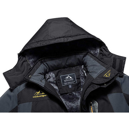 Herren Fleecejacke Winter Warm Gefüttert Skijacke Schwarz-Grau L