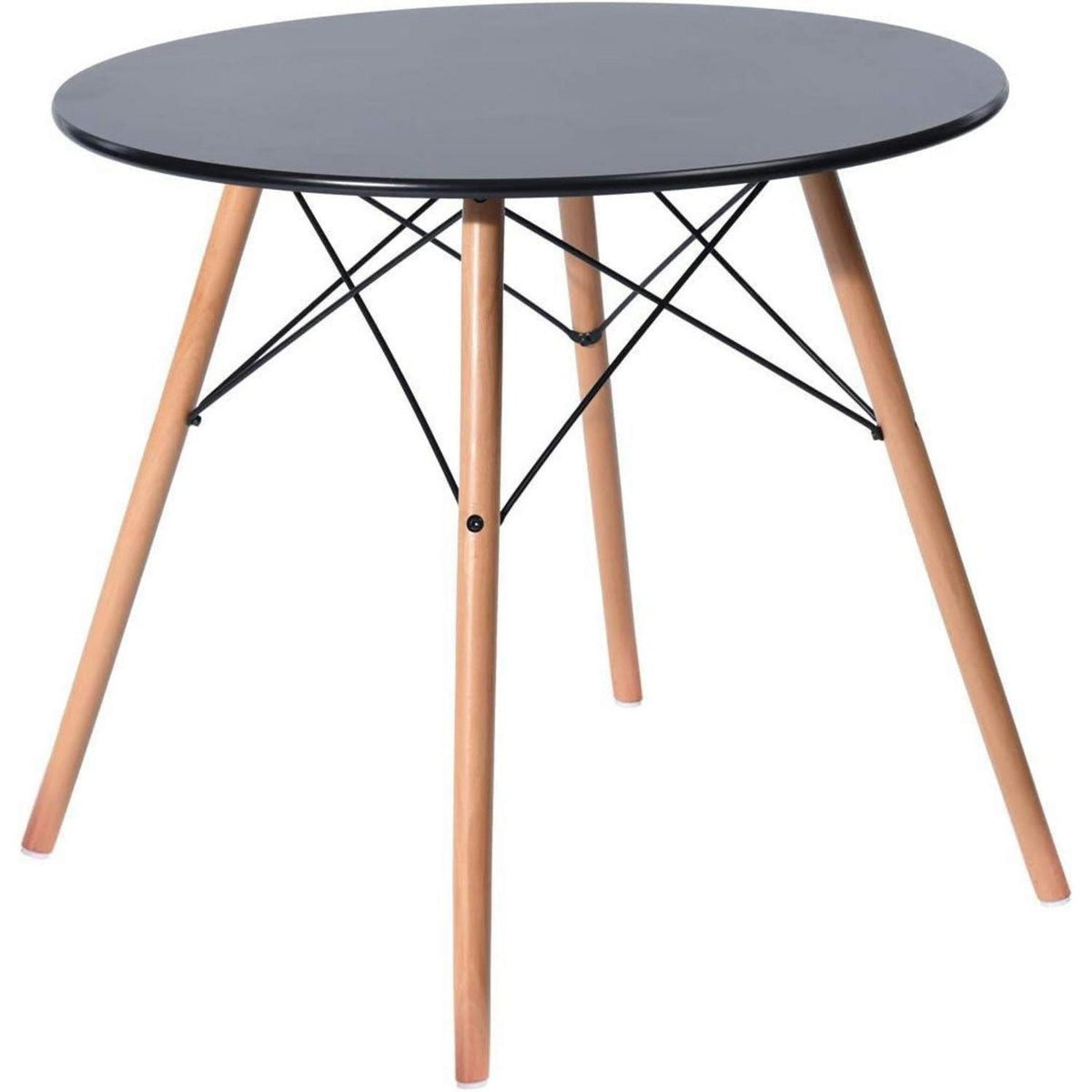 Moderner runder Esstisch 80x80cm Schwarz