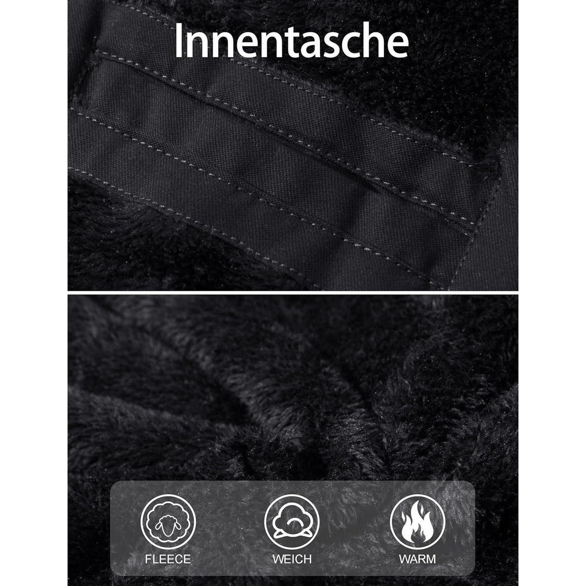 Warme Winterjacke Herren mit abnehmbarer Kapuze Schwarz