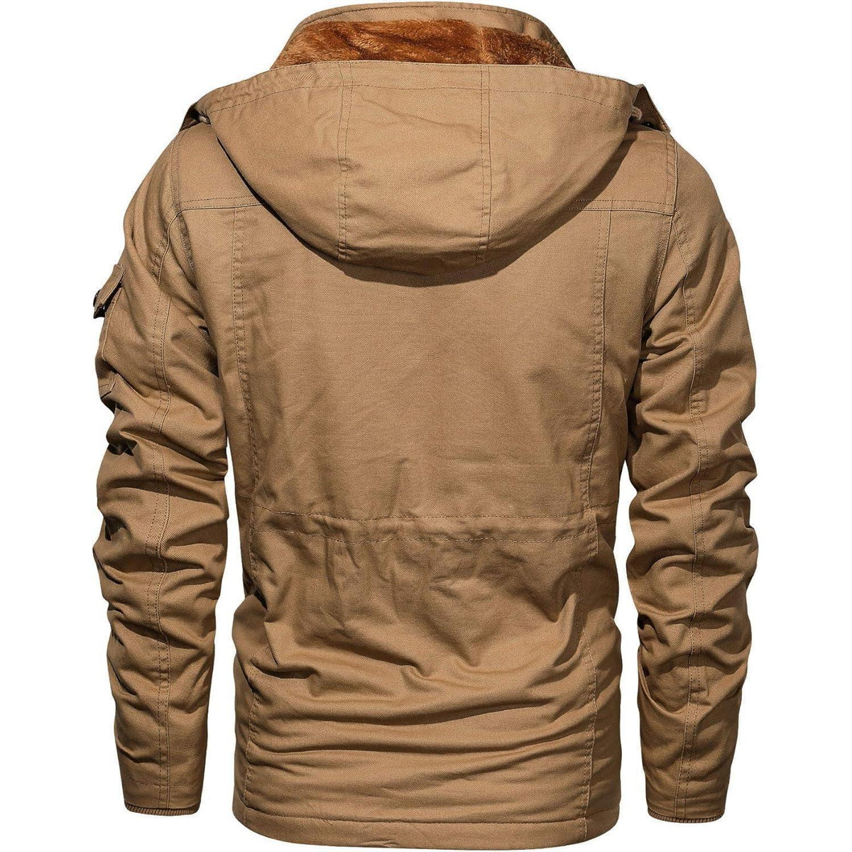 Herren Winterjacke gefüttert Fleece Parka mit Kapuze Khaki XL