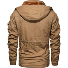 Herren Winterjacke gefüttert Fleece Parka mit Kapuze Khaki L
