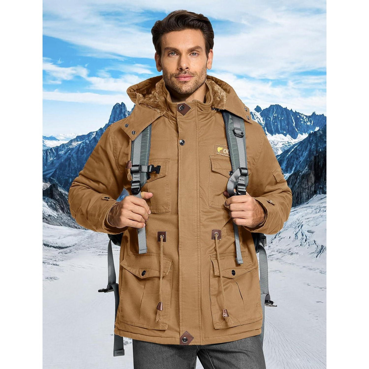 Warme Winterjacke Herren mit Fleece und abnehmbarer Kapuze