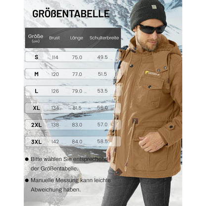 Warme Winterjacke Herren mit Fleece und abnehmbarer Kapuze