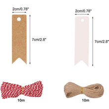 200 Kraftpapier Geschenkanhänger mit Jute Schnur