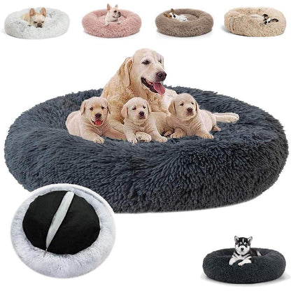Flauschiges Hundebett Donut Grau – Komfort für Große Hunde