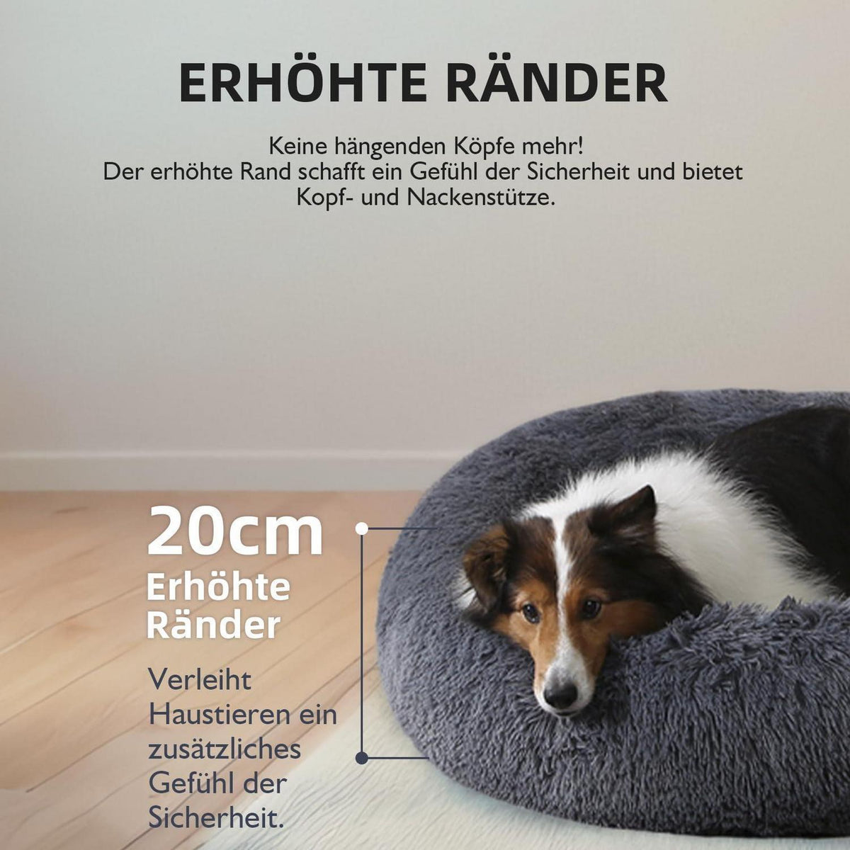 Flauschiges Hundebett Donut Grau – Komfort für Große Hunde