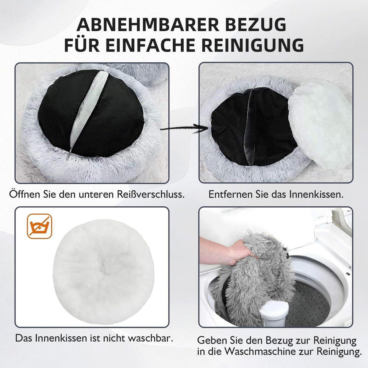 Flauschiges Hundebett Donut Grau – Komfort für Große Hunde