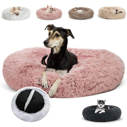 Plüsch Hundebett Groß – Waschbar, Rutschfest, 120x120cm Rose