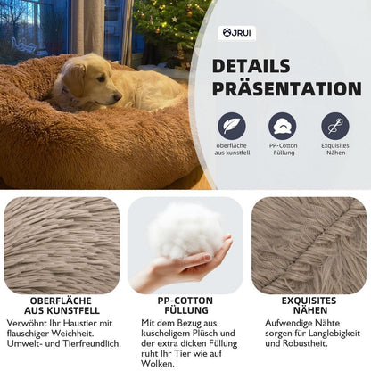 Plüsch Hundebett Groß – Flauschig, Waschbar, 120x120cm Coffee