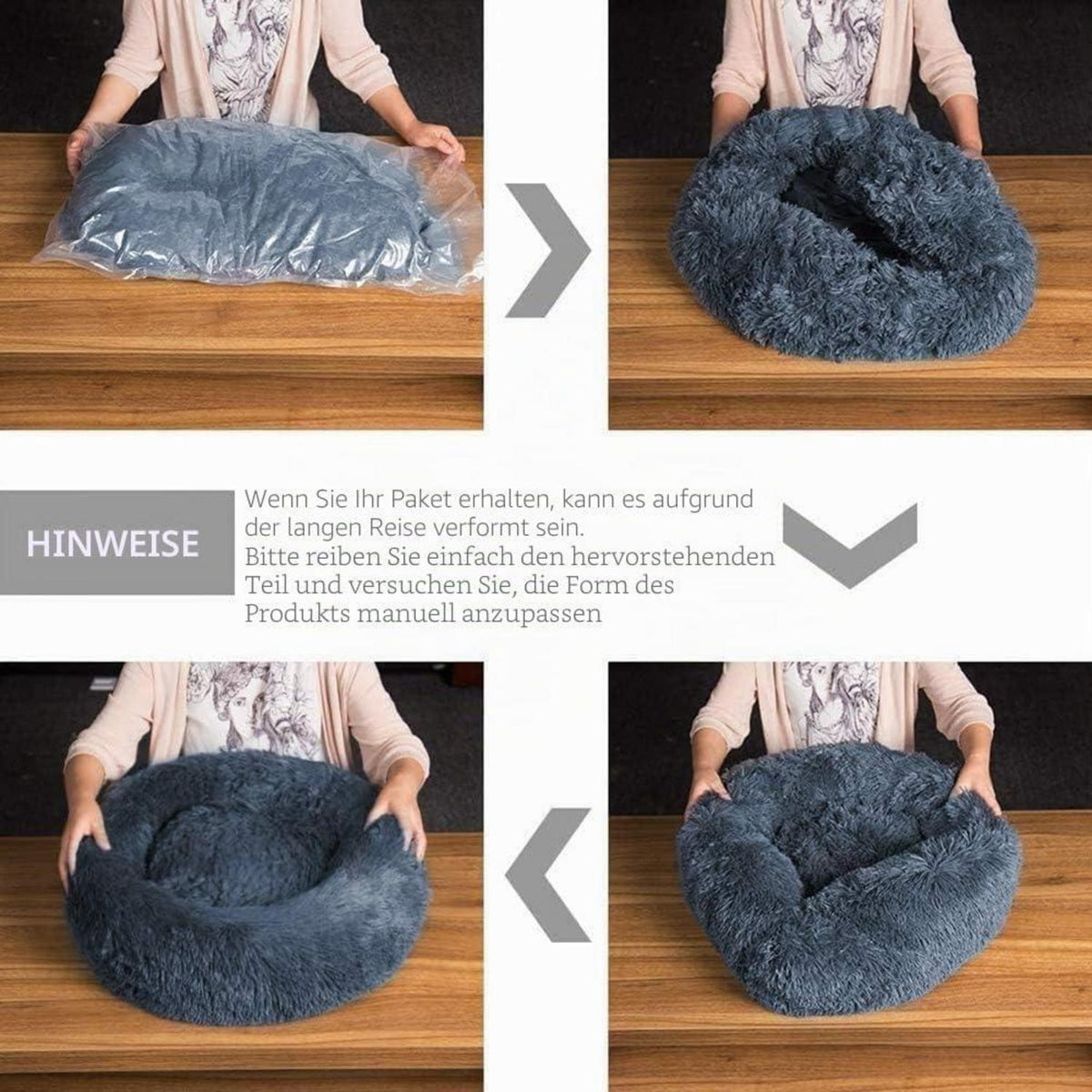 Plüsch Hundebett Groß – Flauschig, Waschbar, 120x120cm Coffee