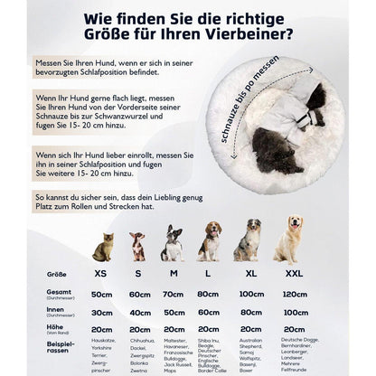 Flauschiges Hundebett Rund für Große Hunde – Grau 120x120x20cm
