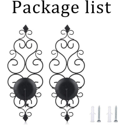 Wandkerzenhalter Metall 2er Set Schwarz | Teelichthalter für Wohnzimmer