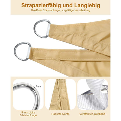 Wasserdichtes Sonnensegel 5x5m Sandbeige UV-Schutz für Garten & Terrasse