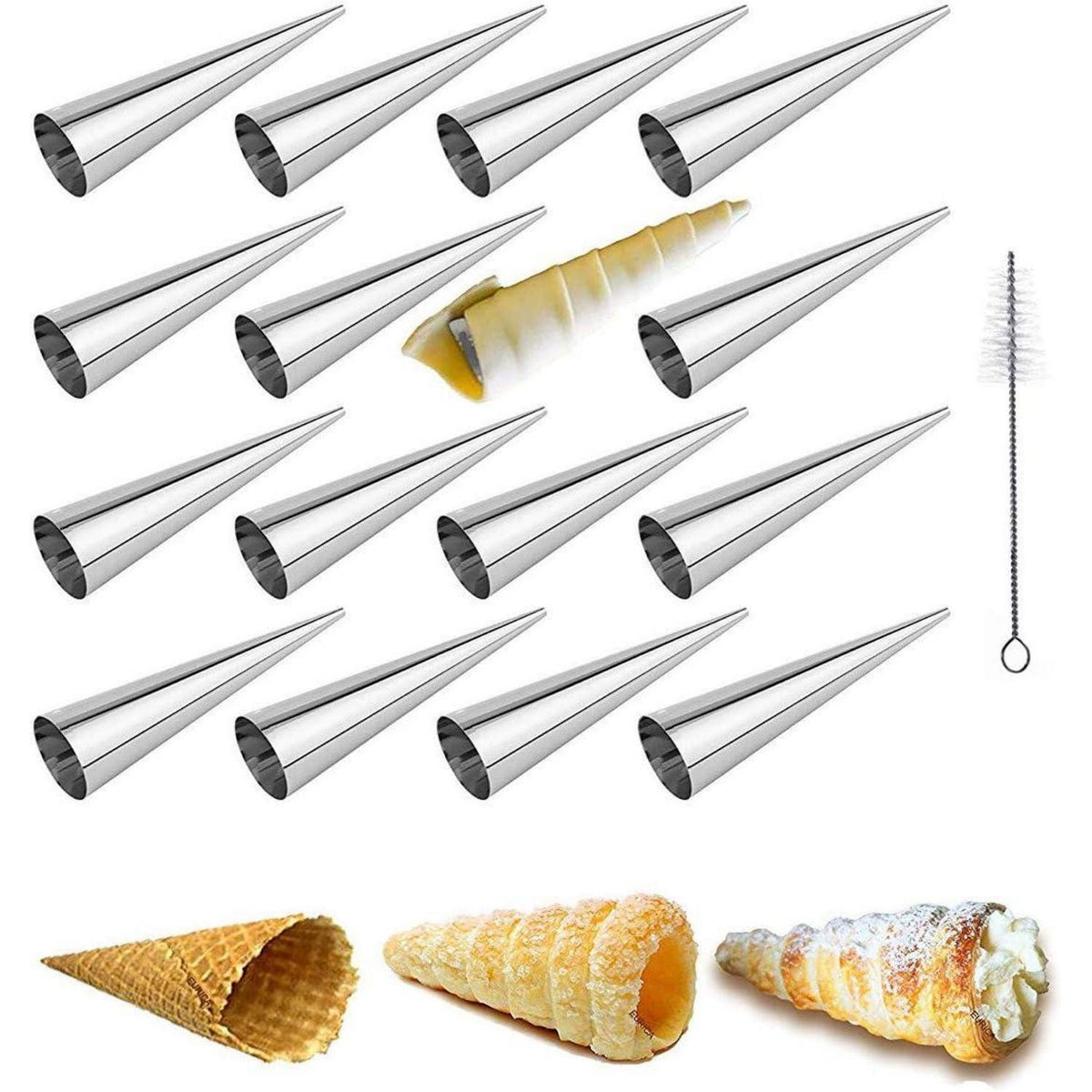Cannoli Backform Edelstahl 16tlg Set für Schillerlocken & Co.
