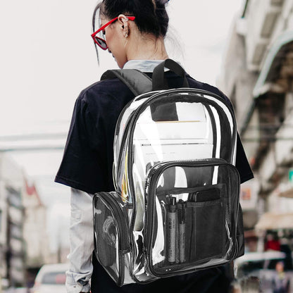 Transparenter PVC Rucksack Schulrucksack Wasserdicht 13.9 Zoll - Schwarz
