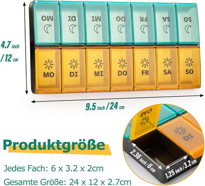 Tablettenbox 7 Tage XL für Vitamine Medikamente Blau