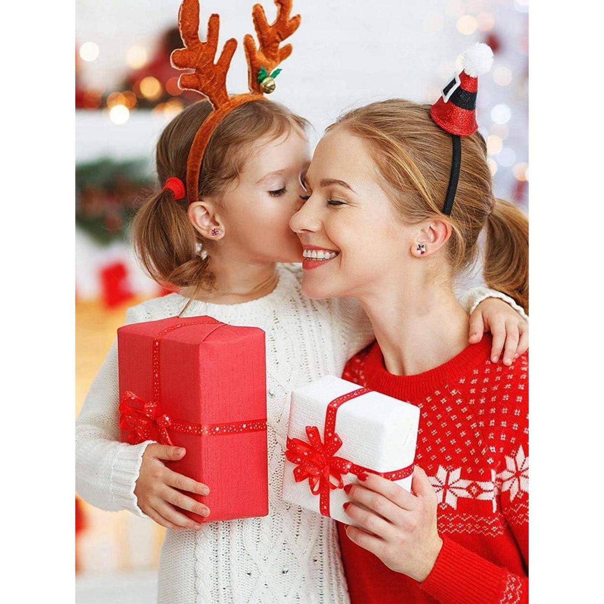 12 Paar Edelstahl Weihnachten Ohrstecker Damen Mädchen Kinder