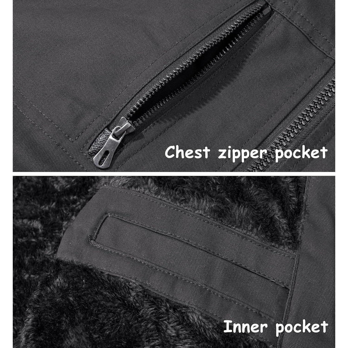 Warme Winterjacke Herren mit abnehmbarer Kapuze Grau