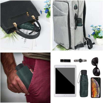 Taschenschirm Dunkelgrün UV-Schutz Kompakt & Leicht