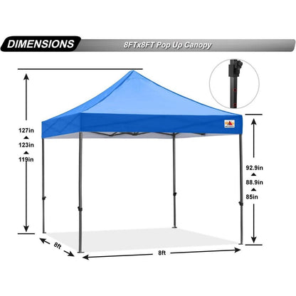 Pop-Up Pavillon Königsblau 2,5x2,5M Wasserdicht mit Rollen und Gewichtstaschen