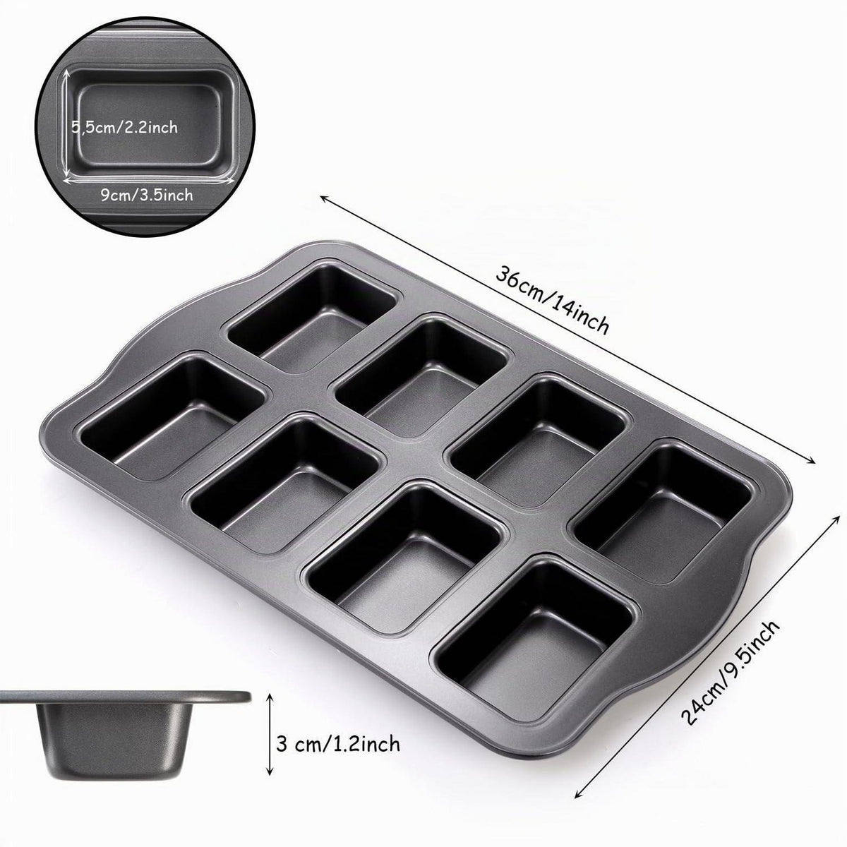 Mini Kastenform 2er-Set | 8 Kuchen | Antihaft Backform 36x24cm