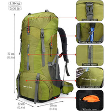 70L Campingrucksack Trekkingrucksack Wasserdicht
