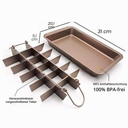 Brownie Backform mit Trennwänden – 31x20cm Backblech